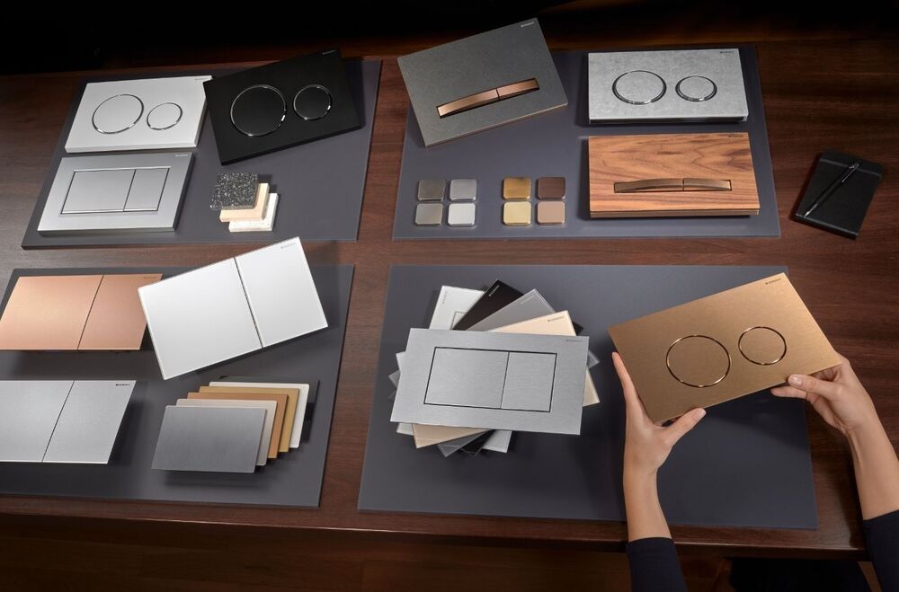 Geberit bietet eine grosse Auswahl an Betätigungsplatten in verschiedenen Farben, Formen und Materialien.